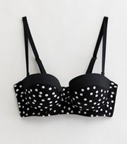 New Look Black Spot Illusion Moulded Underwired Bikini Top